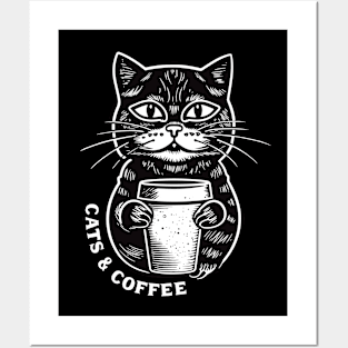 Cats and coffee aesthetic Posters and Art